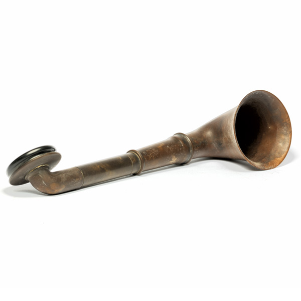 picture shows diaphragm ear trumpet @ EarTrumpets.com